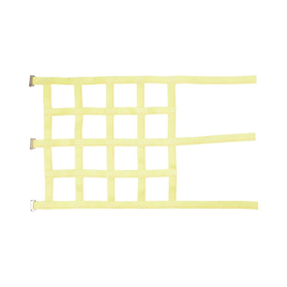 Filets de chargement en sangle en polyester avec boucles à cliquet, sangles de remorque et crochet en E