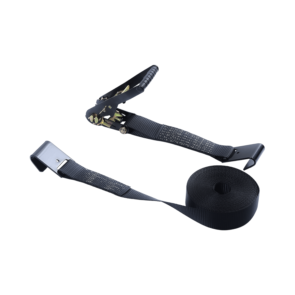 Sangle noire à boucle à cliquet pour électrophorèse de 2 pouces avec crochets plats