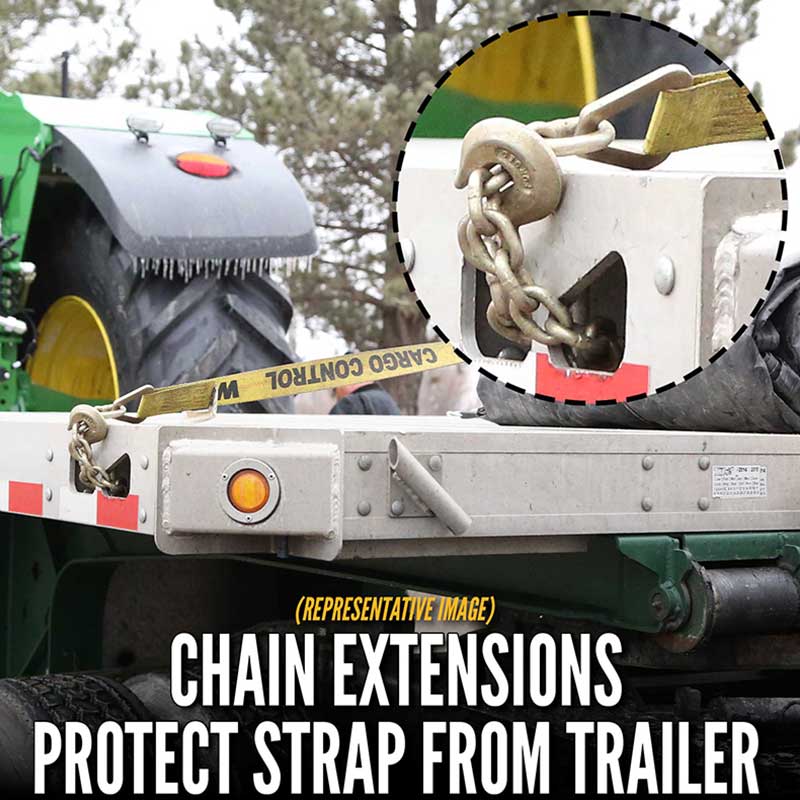 Sangle d'arrimage à cliquet 3'' X 30' avec extensions de chaîne