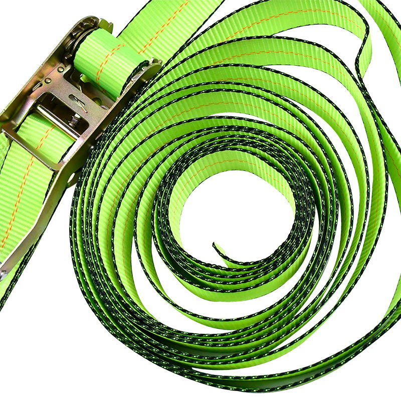Sangle à cliquet verte 4' X 30' avec crochets plats