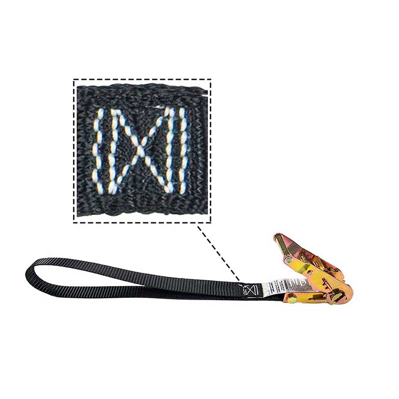 1' X 6' courroie d'arrimage à cliquet de moto de haute ténacité avec 12' boucle cousue