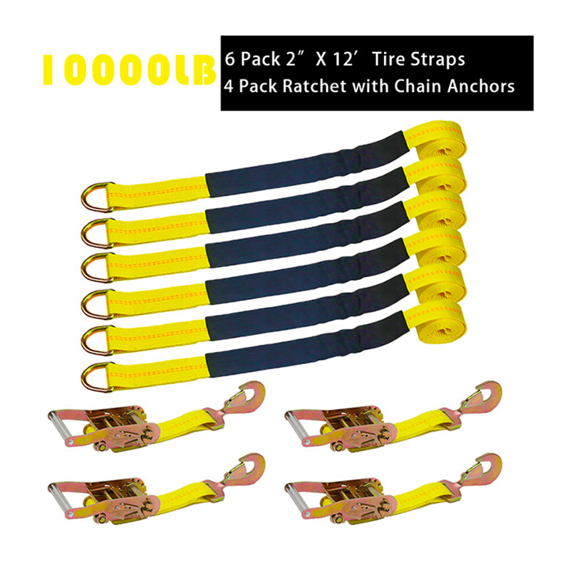 La sangle de roue de pneu vers le bas, sangles d'essieu de 10 000 lb, attaches