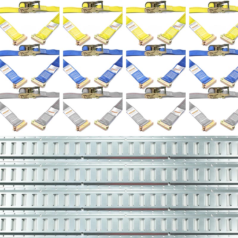 Le paquet de 4 rails galvanisés de 5 pieds avec sangles à cliquet et kit de voie électronique